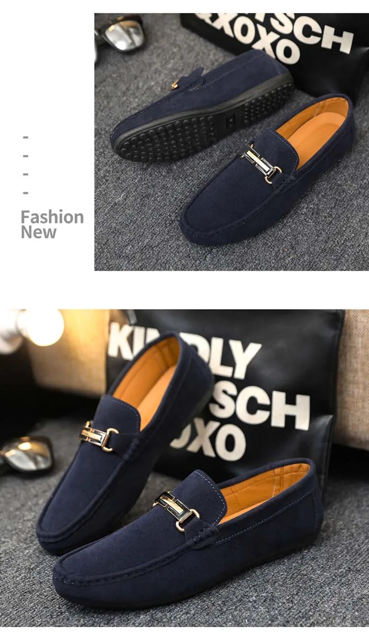 Spring and Summer Men's Shoes, Low-Cut Beanie Shoes, Versatile Casual Shoes, Breathable Leather Shoes, Black Work Shoes, Slip-Ons