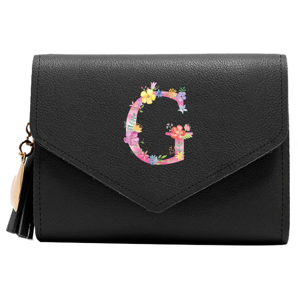 Purse Female Mini Wallet Cute Purse Pink Letter Pattern Slim Wallet RFID Blocking Credit Card Holder Coin Pocket ID Window