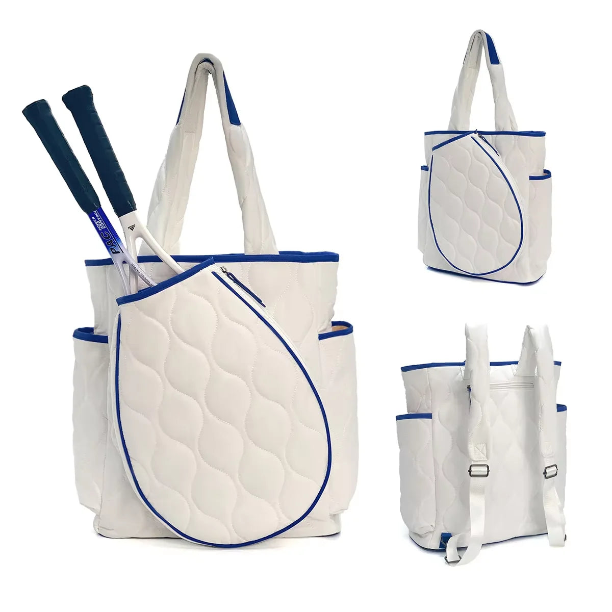 High quality women Large Capacity Zipper Tennis Racket Sling Sport Quilted Puffer Pickleball Bag Large Capacity Duffel Bag