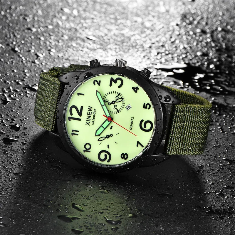 Men Genuine XINEW Brand Cheap Watches Casual Nylon Band Army Sports Date Quartz Watch Black Erkek Barato Saat Montre Homme 2024