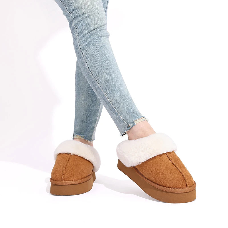 Smile Winter Fluffy Women Fuzzy Slippers Warm Short Plush Non-slip Cozy Soft Cotton Slippers  Indoor Fleece Lined Fur Slippers