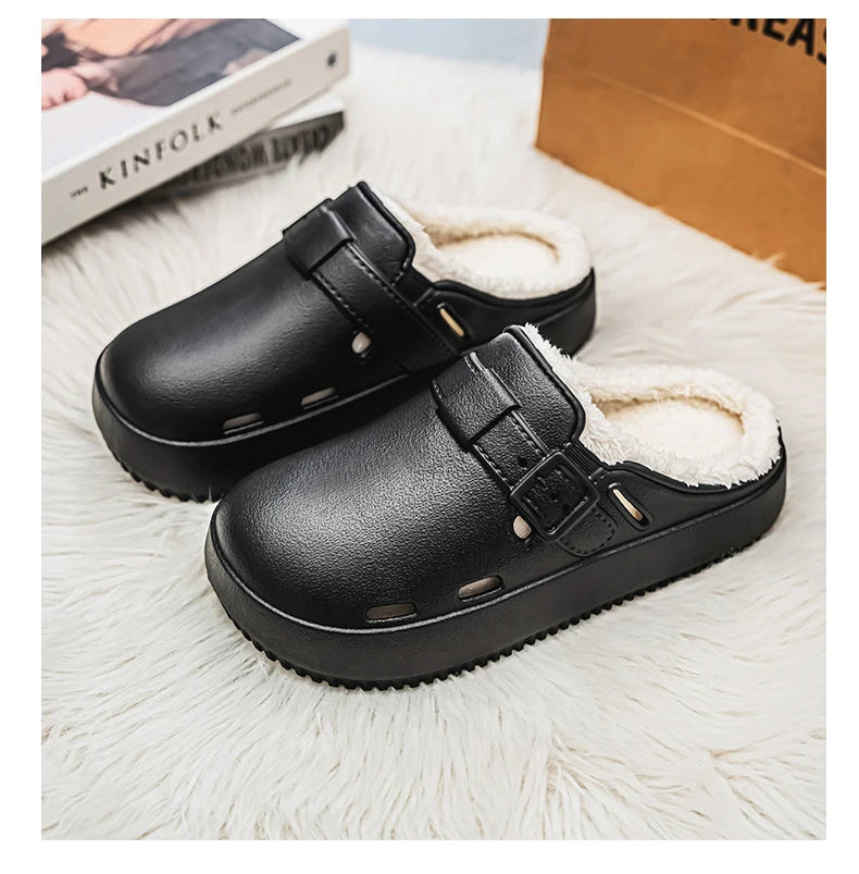 Fashion Women Winter Slippers Warm Fur Indoor Shoes Garden Clogs Couple Casual Shoes Luxury Sandals Comfort Home Soft Slippers