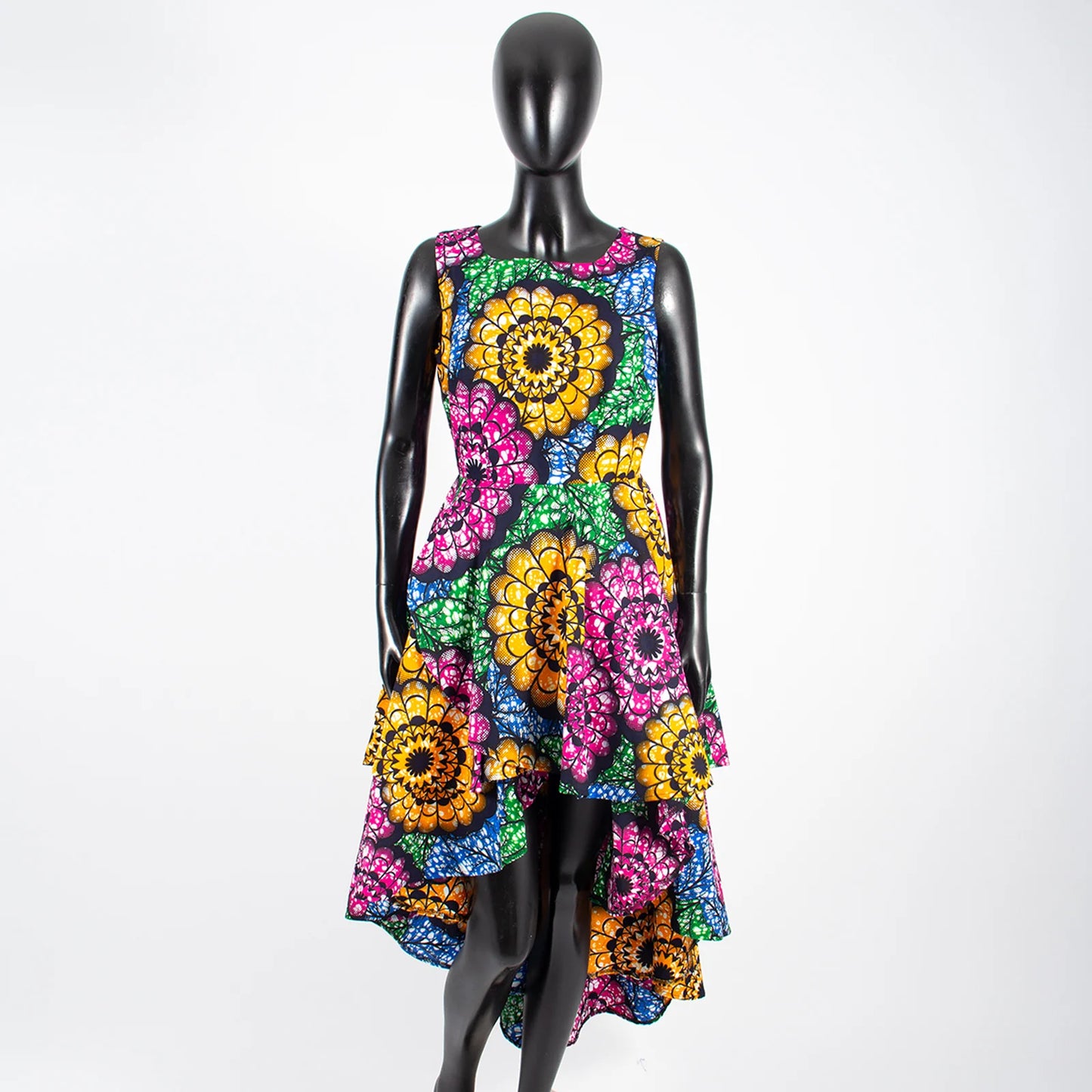 Hot African Women's AFRIPRIDE Private Sleeveless Pleated Party Dress Cotton Women's Dresses A722582