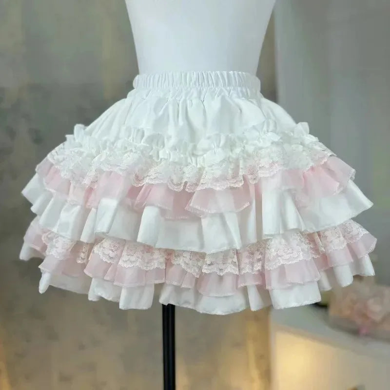 Mini Skirts for Women Sweet Cute Jupe Fashion Summer Japanese 2025 Faldas Mujer De Moda Bow Polka Dot Ruffles Y2k Skirt