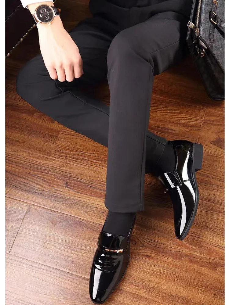 Luxury Business Oxford Leather Shoes Men's Breathable Patent Leather Formal Shoes Plus Size Mans Office Wedding Flats Male Black