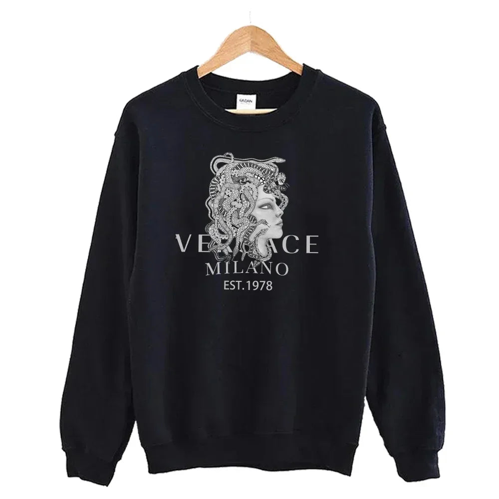 Men's Autumn Round Neck Sweatshirt + Sweatpants Luxury Print Simple Casual Versatile Casual Sports Two-piece Set for Men