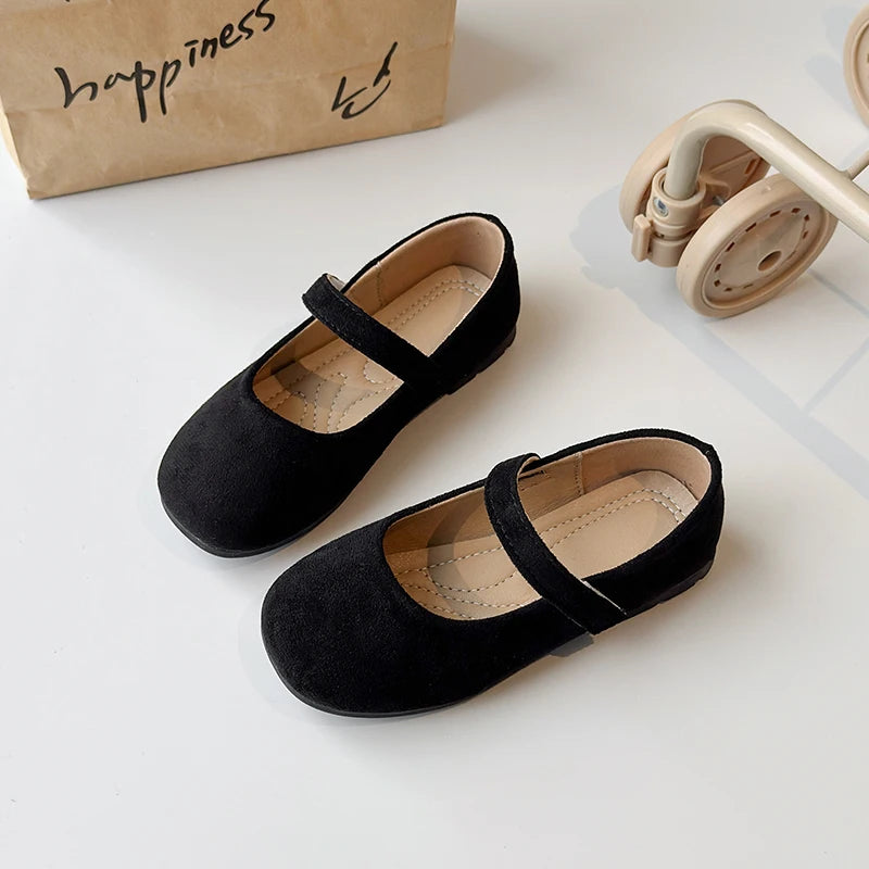 Spring Girl's Casual Shoes Round Toe Hook-loop Shallow Chic Kid's Flat Shoe Solid Colors Anti-slip Daily All-match Children Shoe
