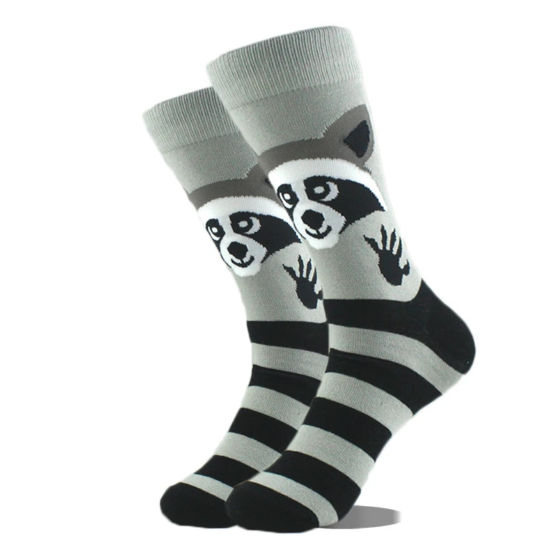 Cool Design Avocado Crew Socks Men Creative Eye Guitar Bus Pattern Sokken Duck Cat Fox Otter Animals Divertidos Chaussette Sox