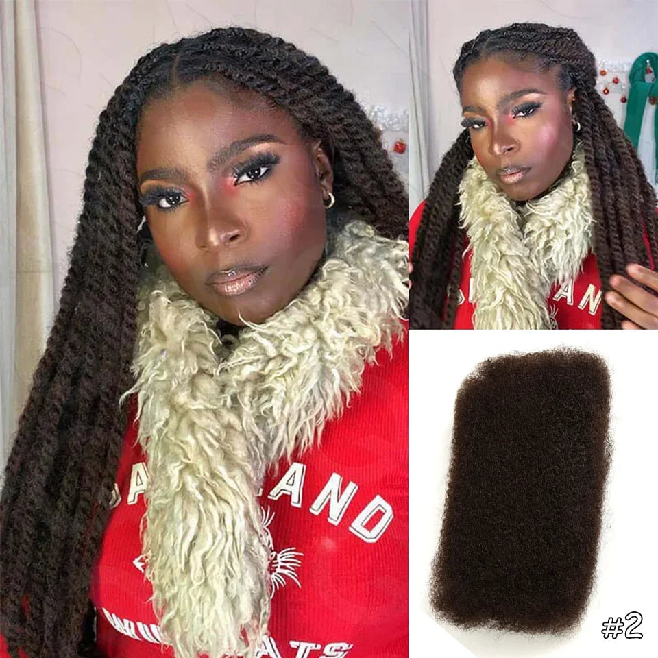 QVR Afro Kinky Bulk Hair No Attachment QVR Afro Curly Bulk Human Hair Rebecca Virgin Remy Dreadlock 50G/Pack Highlight Braids