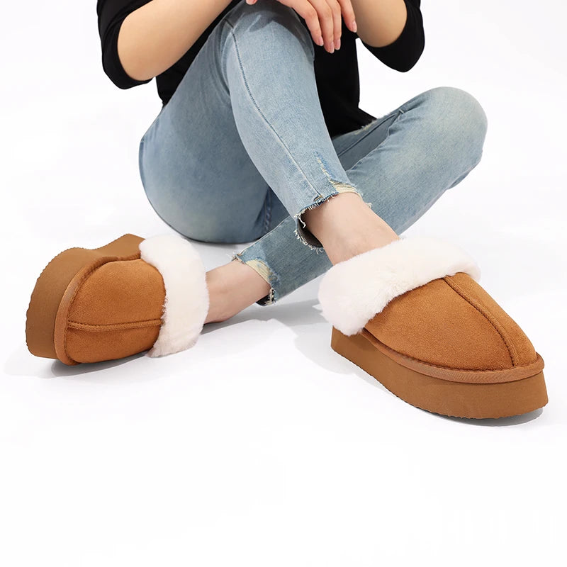 Smile Winter Fluffy Women Fuzzy Slippers Warm Short Plush Non-slip Cozy Soft Cotton Slippers  Indoor Fleece Lined Fur Slippers
