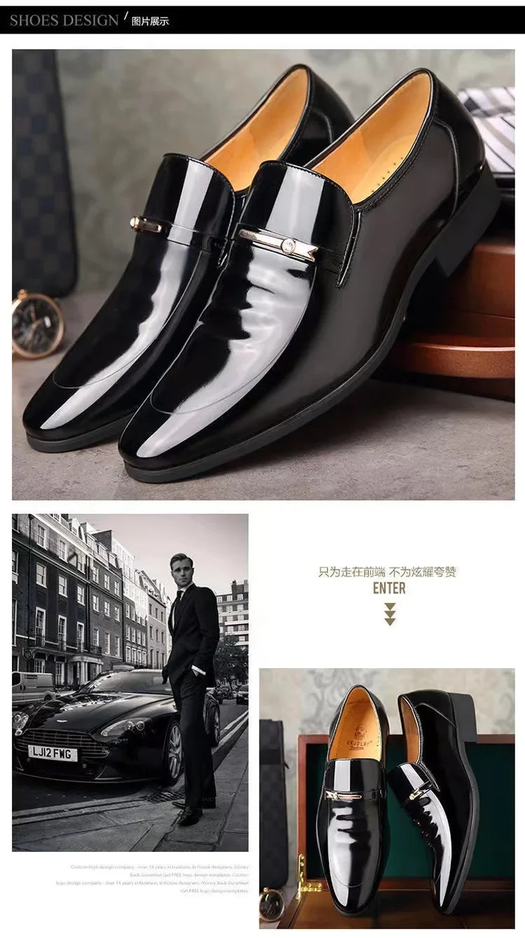 Luxury Business Oxford Leather Shoes Men's Breathable Patent Leather Formal Shoes Plus Size Mans Office Wedding Flats Male Black