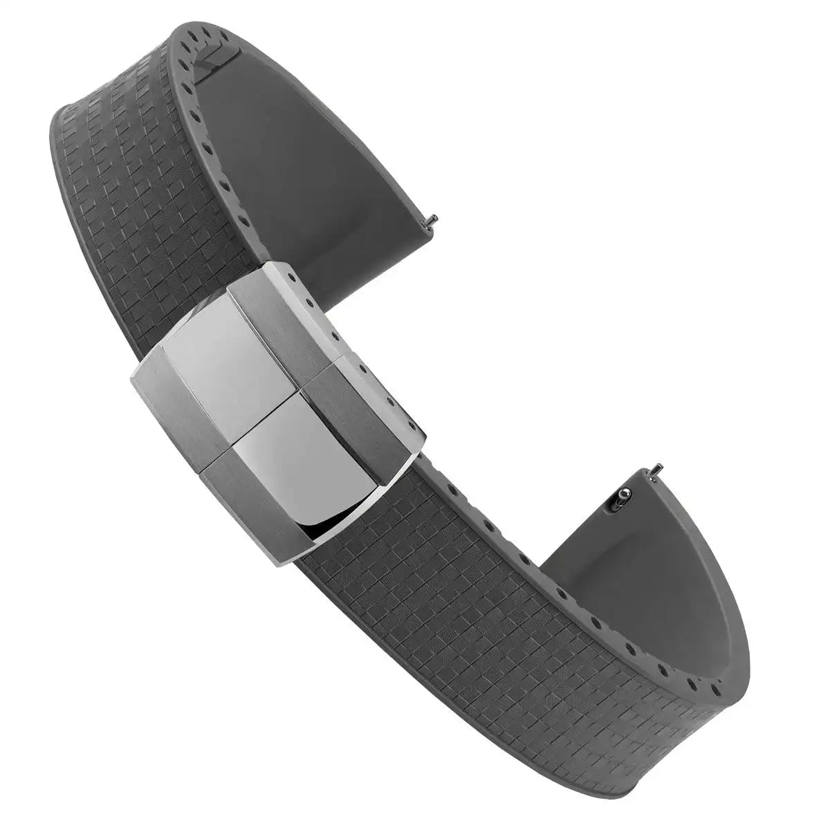 Cut to Size Fluoro Rubber Watch Strap 18/19/20/21/22mm Mosaic FKM Deployment Buckle Universal Flat End Replace Band Bracelet
