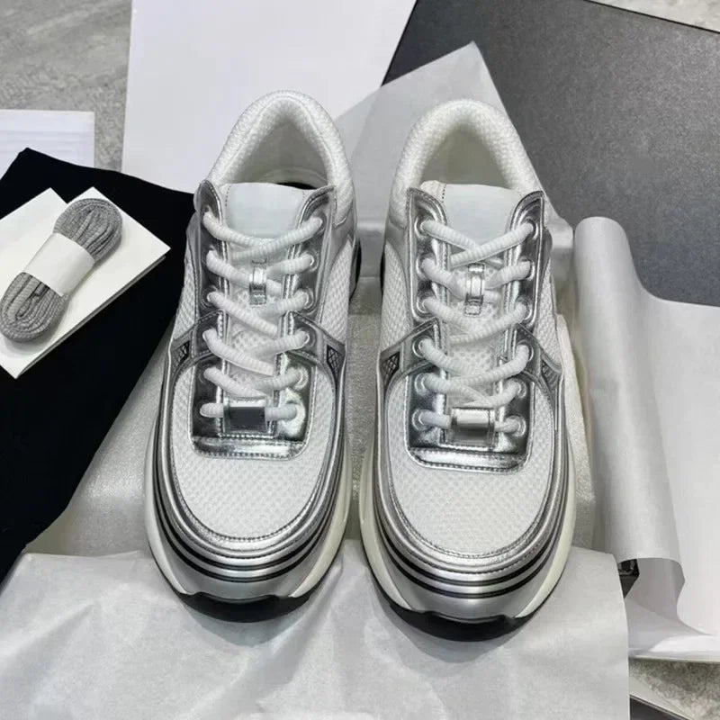 High quality unisex flat sports shoes, women's casual shoes, lace up styles, running shoes, luxurious patchwork casual shoes