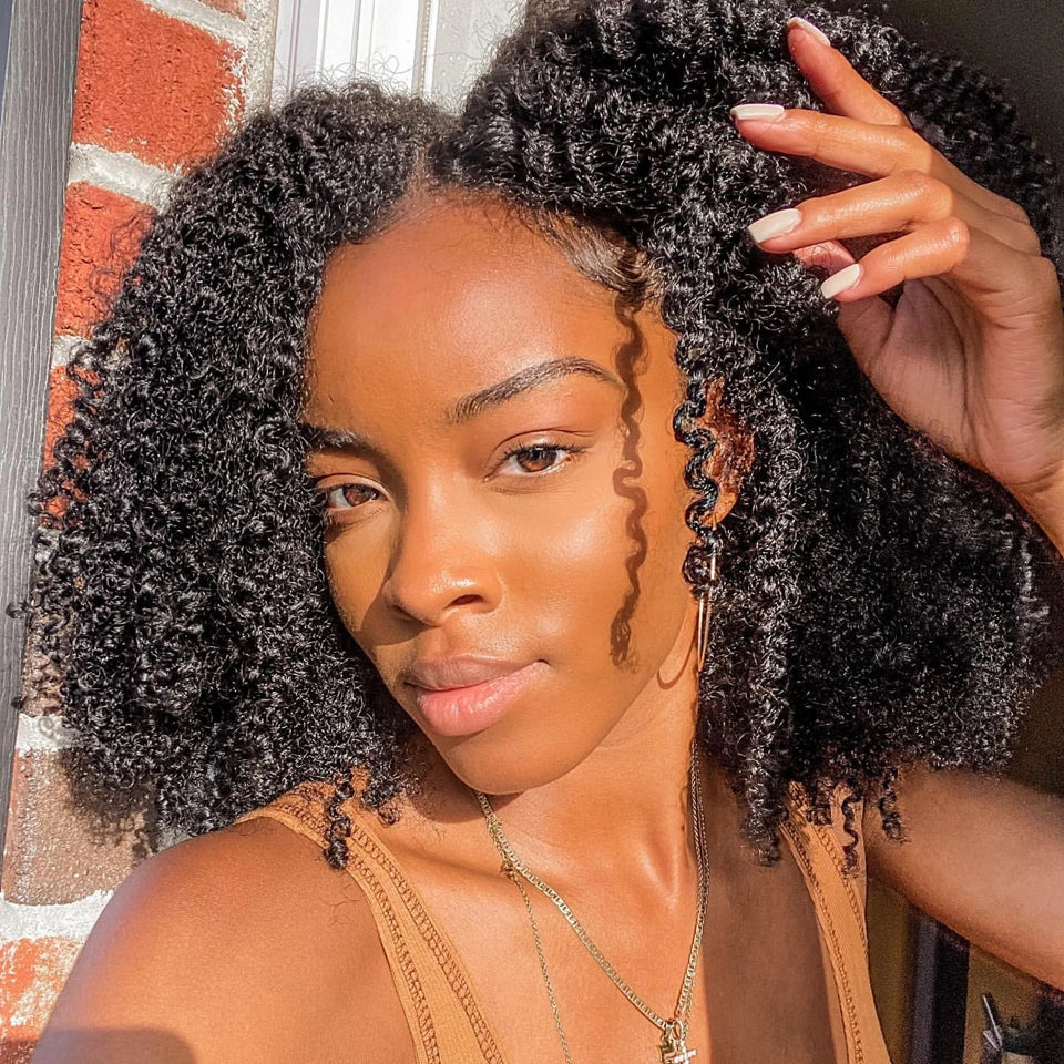 Mongolian Afro Kinky Curly Hair Wig Human Hair 13x6 Lace Frontal Wig Curly 4B 4C Lace Front Human Hair Wig Natural Hairline