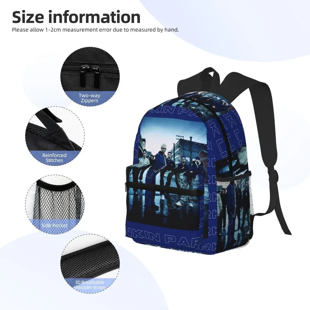 L-Linkin-S P-Park-S Band Student Backpack School Bag Hiking Travel Daypack for Boys Girls Fashion Bookbag Shoulder Bags