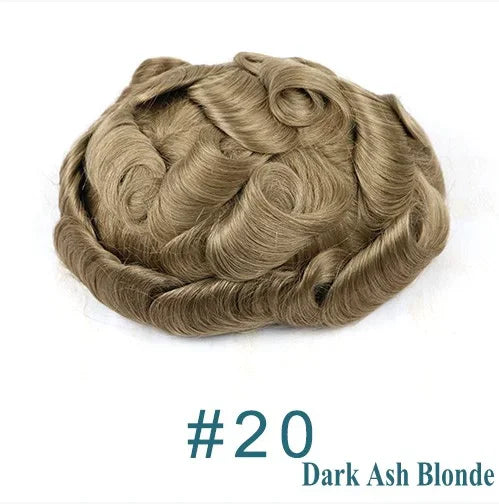 80%Density Natural Hairline 0.02mm Ultra Thin Skin Invisible Mens Toupee Brown Blonde Grey Human Hair Capillary Prosthesi System