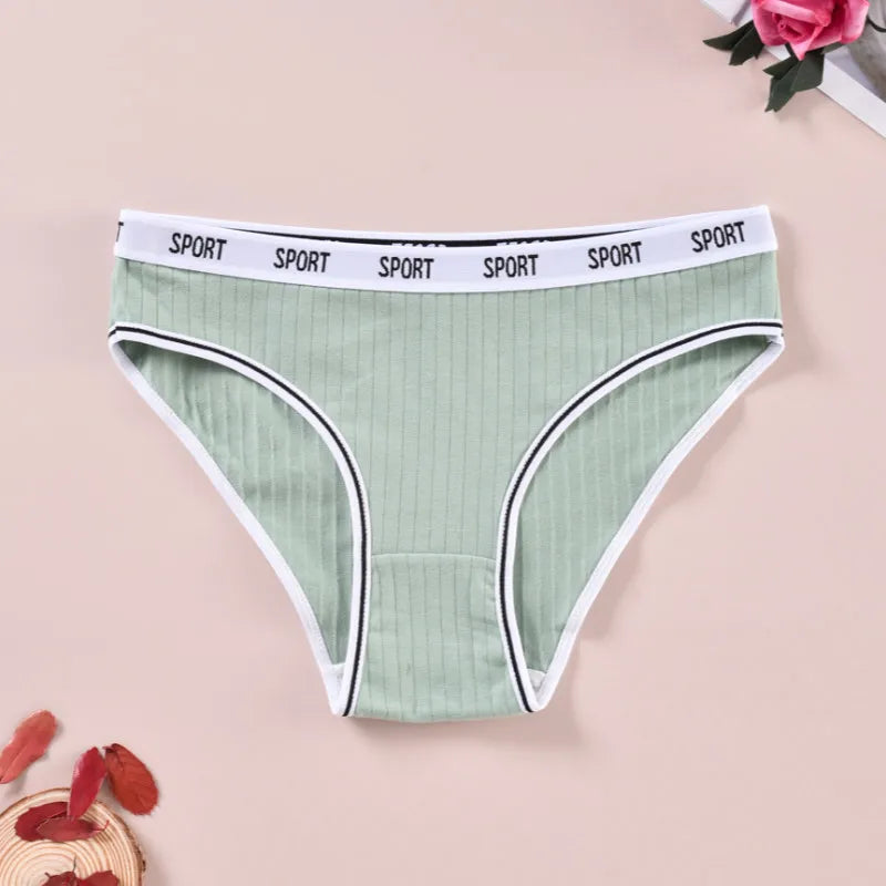 Fashion Letter Women's Underwear Breathable Cotton Triangle Pants Mid Waist Sexy Comfortable Lingerie Bright Cute Girl Briefs