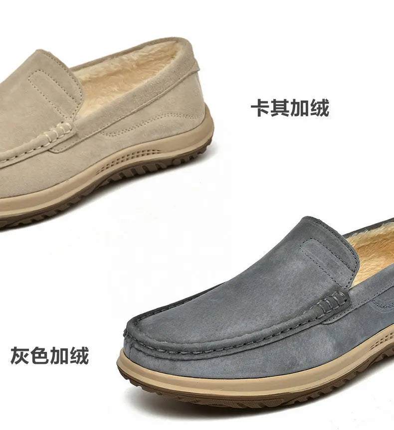 Men's Suede Casual Leather Shoes Fashionable Breathable Comfortable Driving Shoes Men Shoes