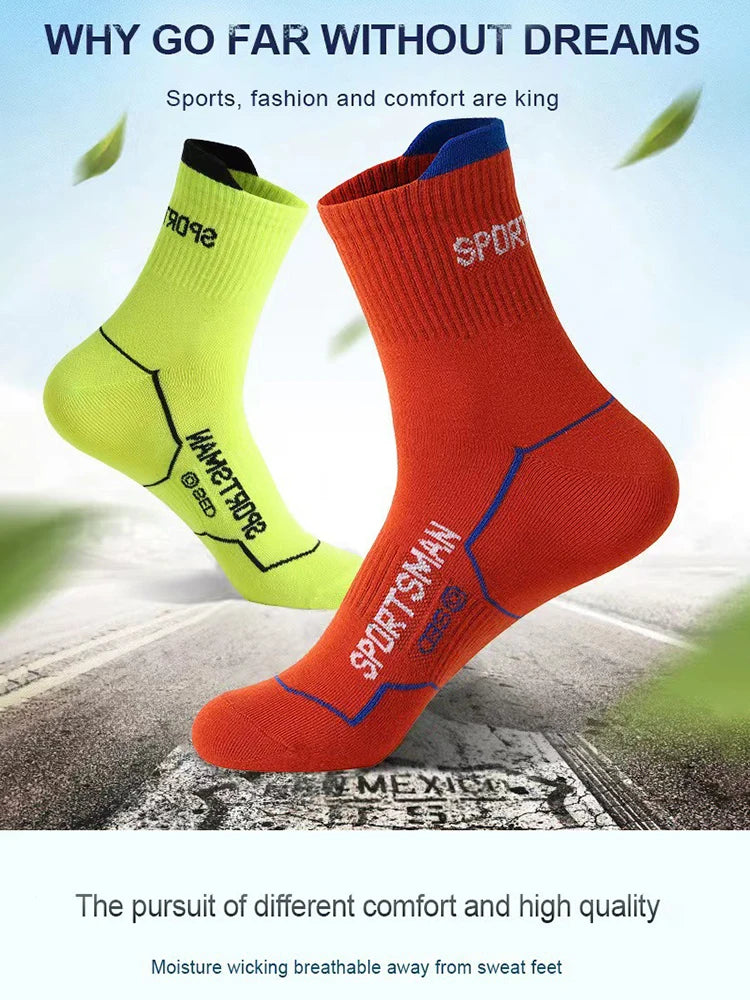 6/12 Pairs Men Mid Length Sports Socks Fashionable Geometric Patterns Breathable Odor Resistant Running Cycling Basketball Socks
