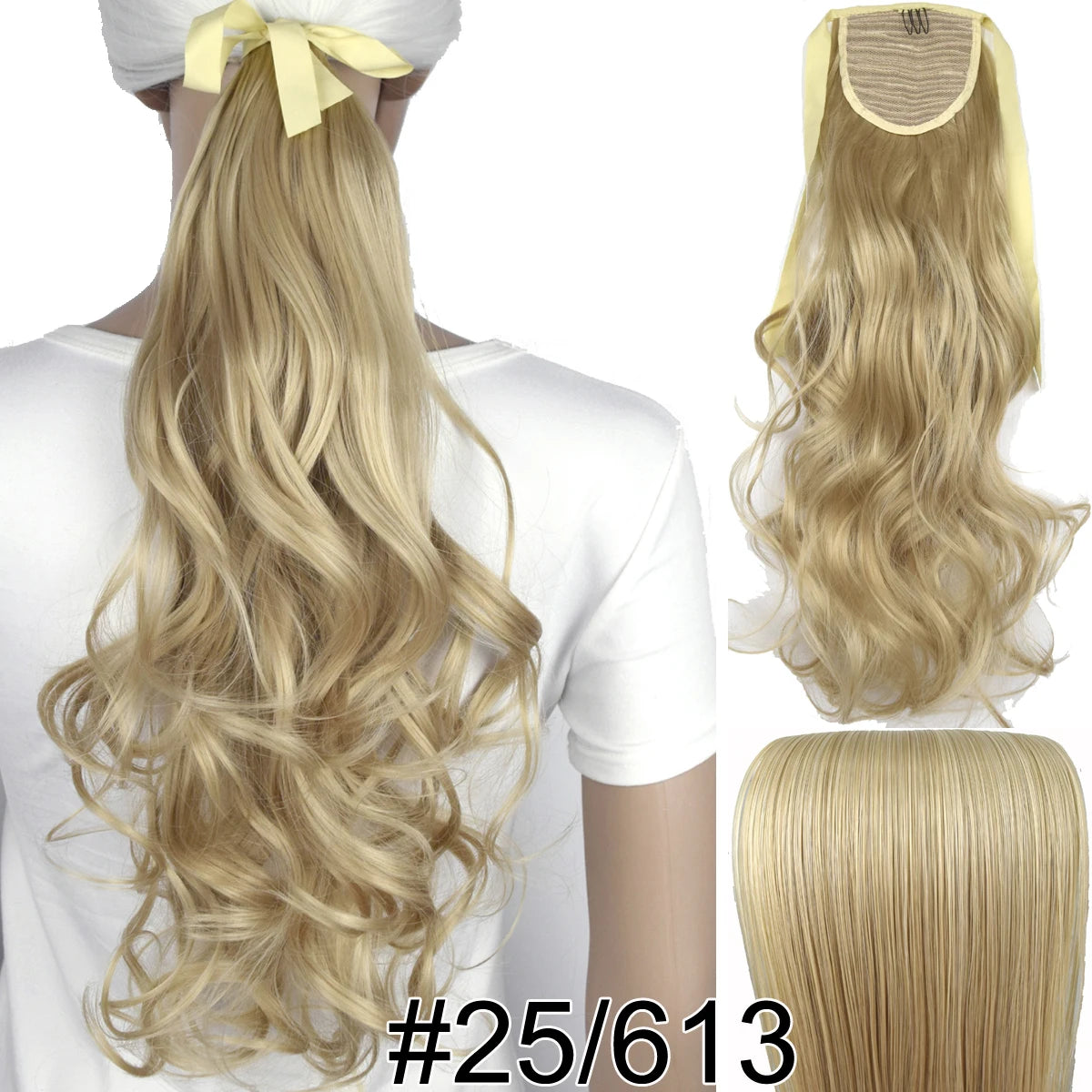 TOPREETY  Synthetic Hair Fiber Heat Resistant Wavy Ribbon Clip in Ponytail Extensions 1008
