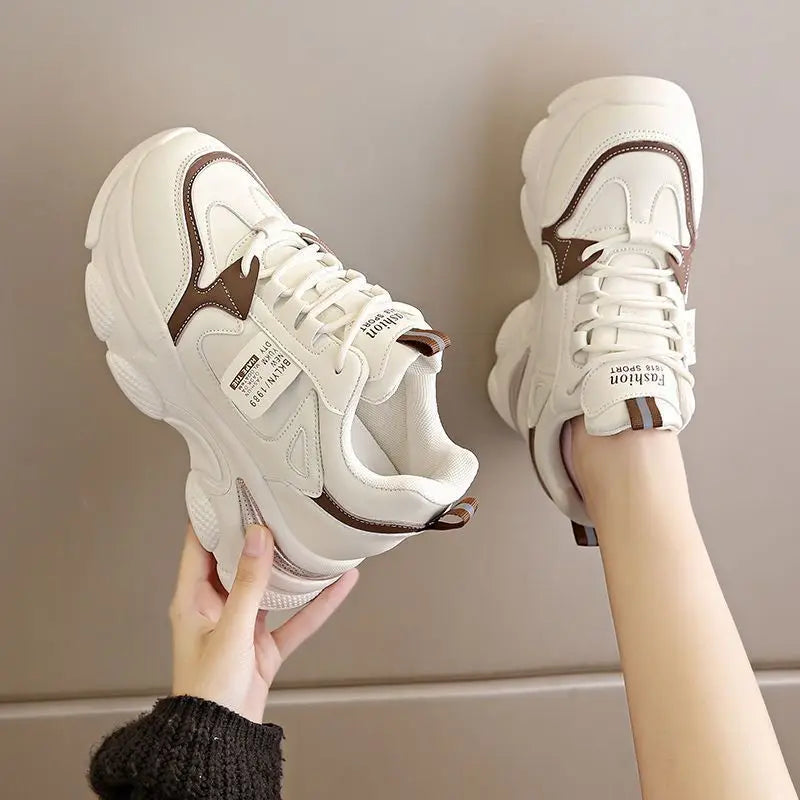 Women Thick Bottom Ultra-light Sneakers New Spring Autumn White Sports Shoes Casual Woman Comfort Breathable Running Shoes