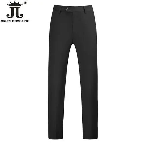 British Style Solid High Waist Trousers Men Formal Trousers High Quality Slim Fit Business Casual Suit Pants Groom Wedding Dress