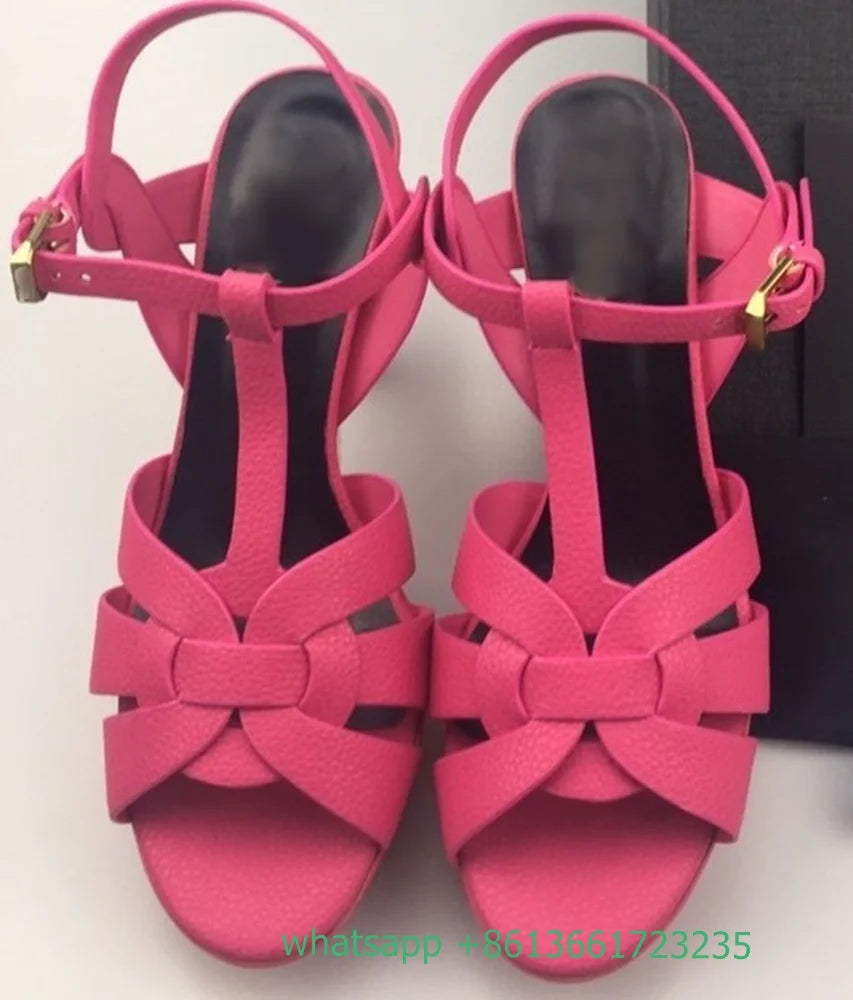 Platform Cross Strap Women Sandals Solid Peep Toe Thin High Heels Pu Slingback Ankle Strap Summer Sandals Fashion Party Shoes