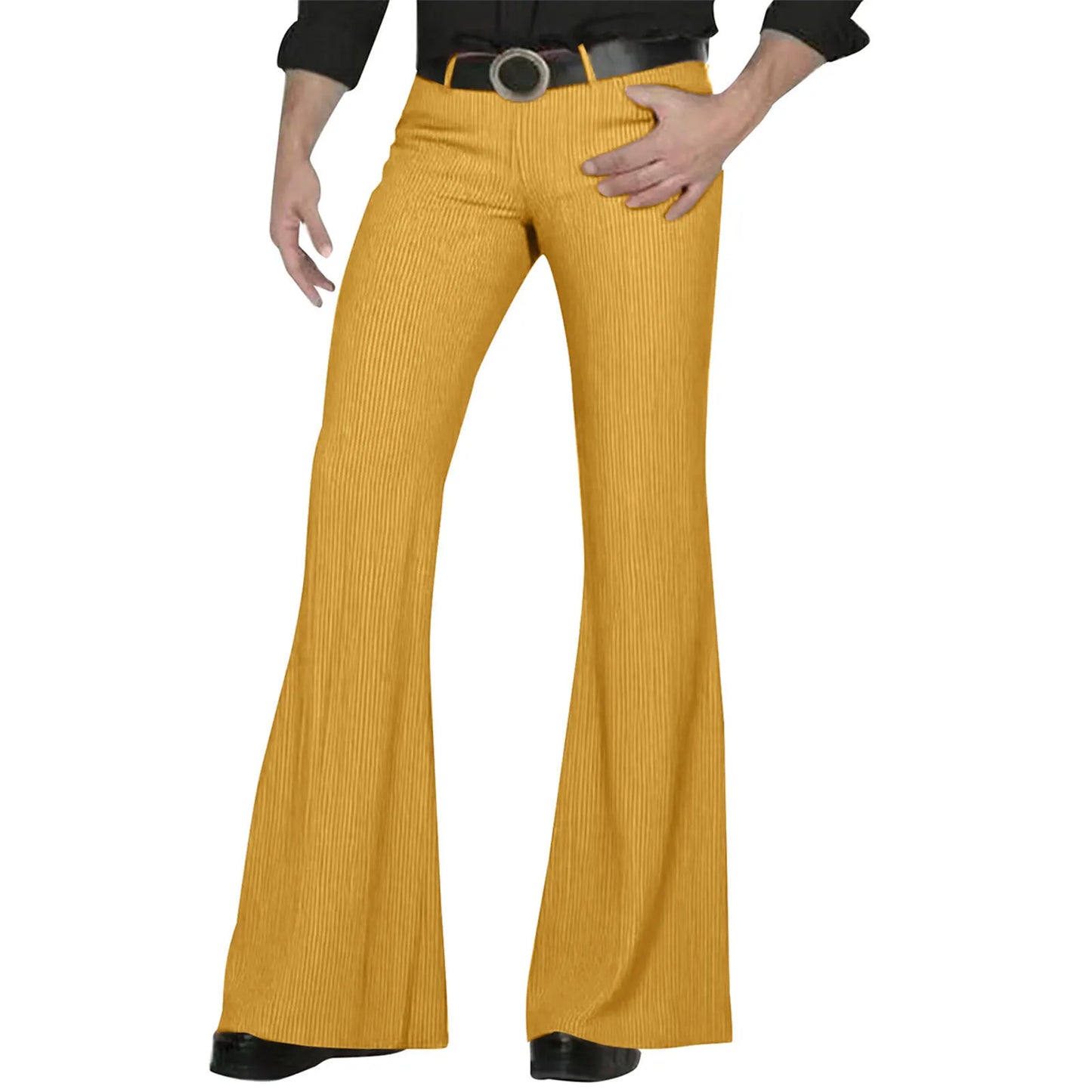 Men's fashion Retro Disco Flared Pants Loose Stretch Vintage Trousers Fit Flared Comfortable Retro Stretch Twill Men's Trousers