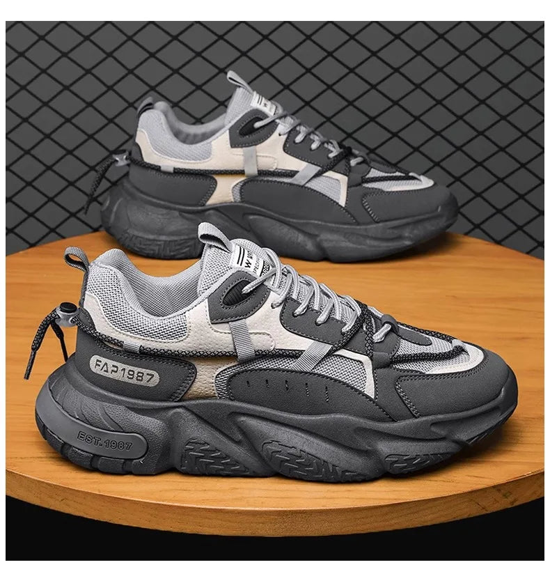 New Summer Mens Sports Running Shoes Casual Versatility Breathable Heightened Sneakers Comfortable Lace-up Shoes Tenis Masculino