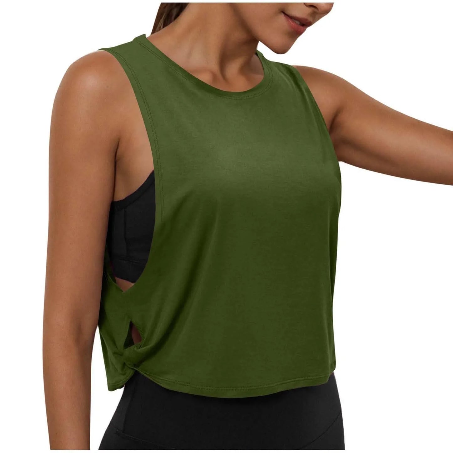 Women Sleeveless Yoga Top Breathable Gym Vest Tank Crop Top Running Tee