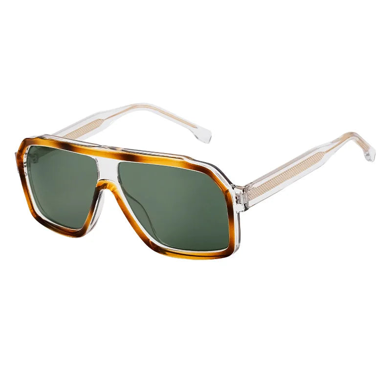 Retro Pilot Men Sunglasses Fashion Clear Gradient Shades UV400 Women Luxury Square Sun Glasses BAZAARHUBO