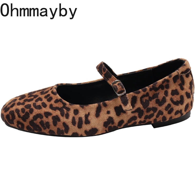 Leopard Print Women Loafers Flats Fashion Shallow Shoes 2026 Spring Ladies Elegant Soft Sole Mary Jane Shoes