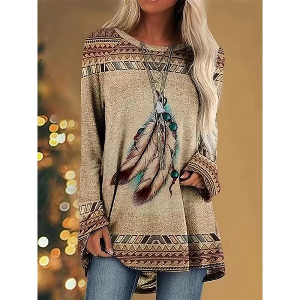 Women's T Shirt Wolf 3d Print T-shirt Women Fashion Animal T-shirts Casual Long Sleeve Tops Tees Vintage Tshirt Loose Tees Owl