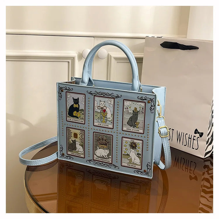 Vintage and Luxury Designer Bag Popular Fashionable Tote Bag Large Capacity with Delicate Embroidery Cat Printing Bag for Women