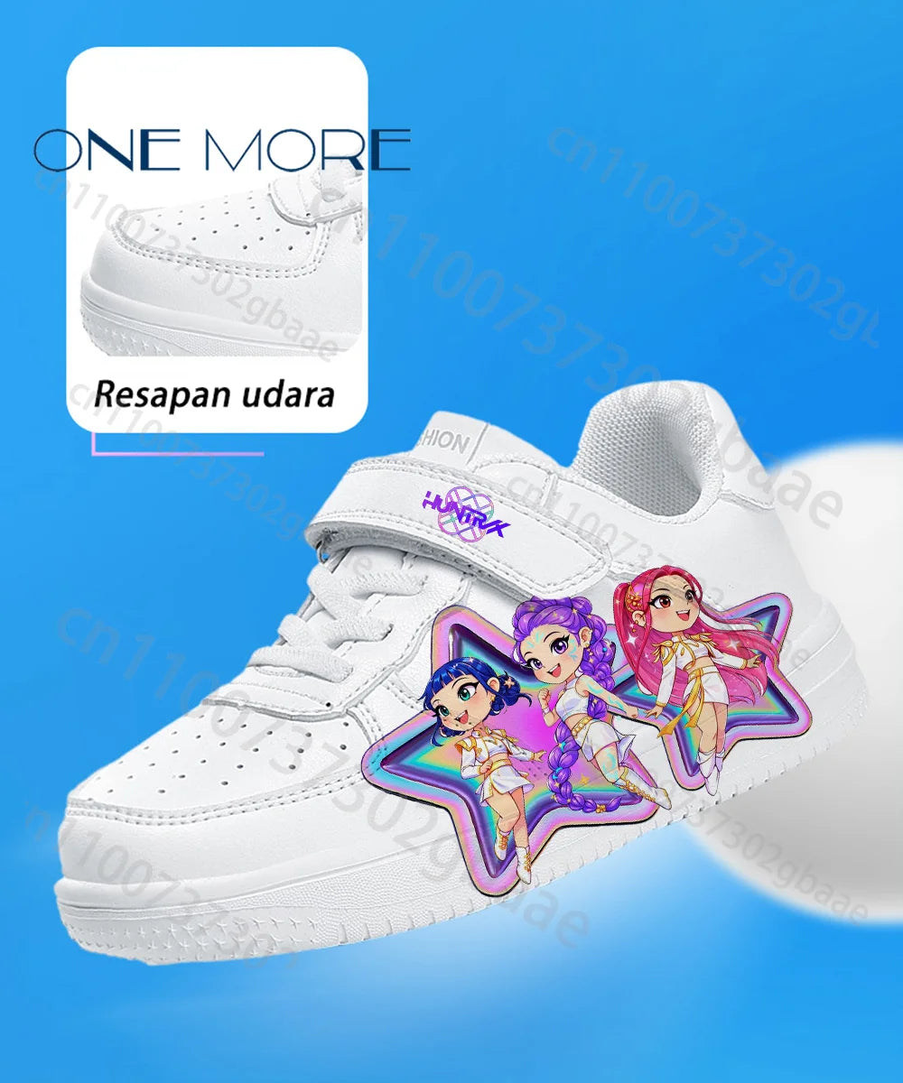 KPop Children's Day Gift Children White Shoes Woman Girls Pattern Kpop Girl Group Printed Design Thick Sneaker Gift Size 28-40