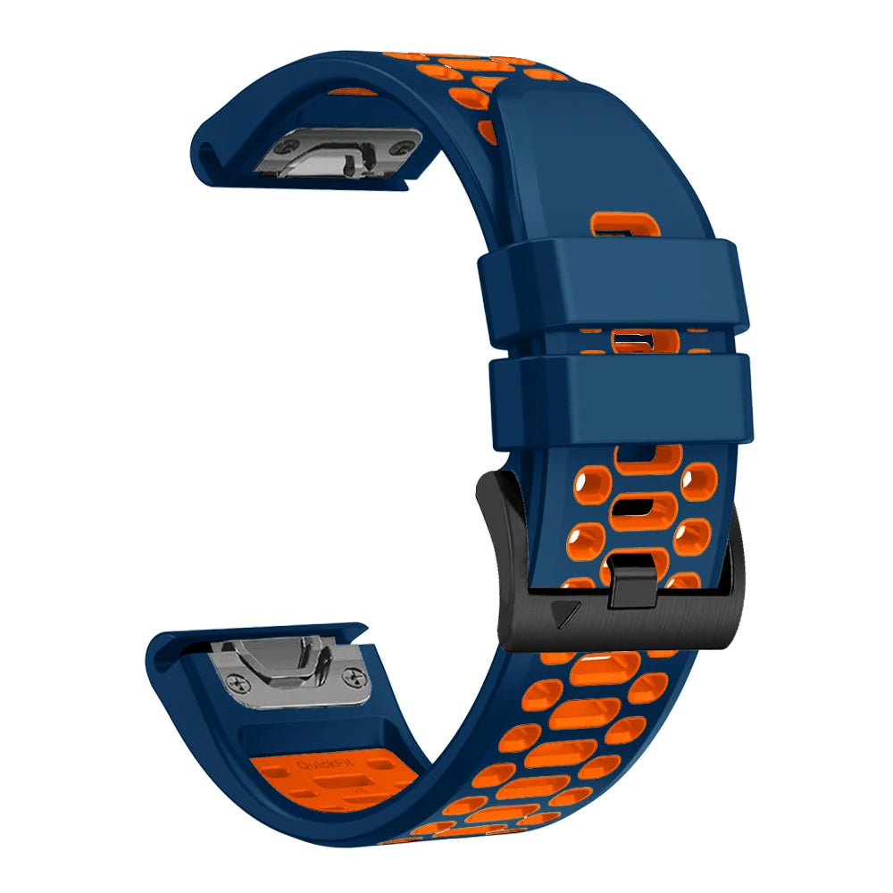 Sport Two-Tone Breathable Silicone Watch Band For Garmin Fenix 7X 7 Pro 6X 6 5 5X Plus/Epix 2 47mm 51mm QuickFit 26/22mm Strap