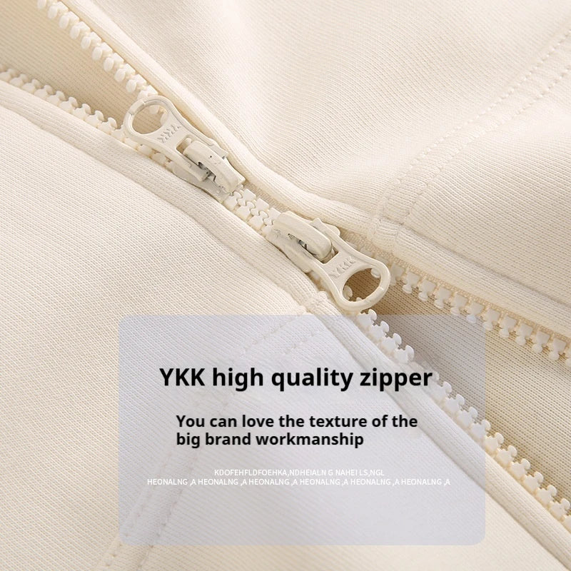 Y2K 420g Heavy-duty Cotton Blend American Hooded Zipper Sweatshirt for Men and Women in Large Size Versatile for Autumn Winter