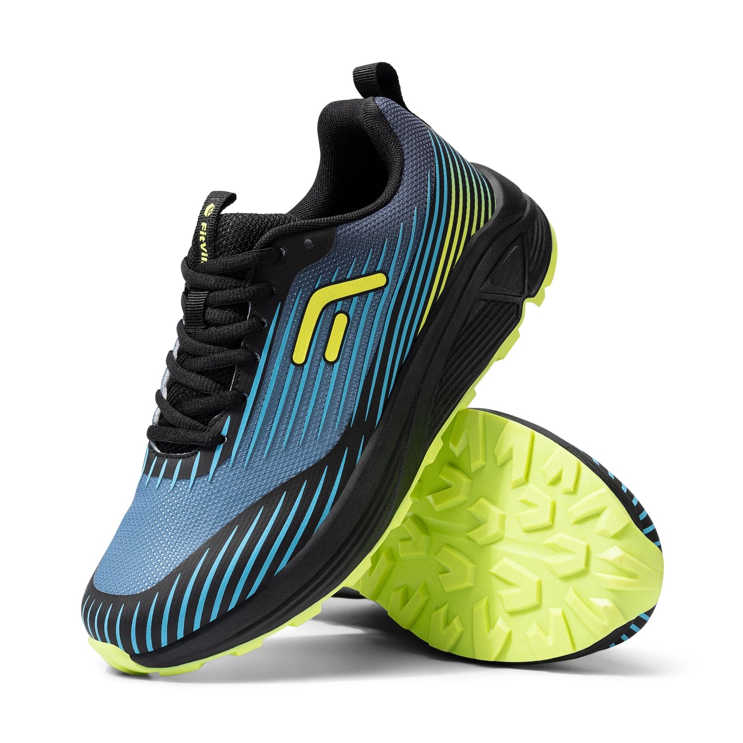 FitVille Men's Trail Running Shoes Outdoor Sneakers Wide Anti-slip Cushioning Lightweight for Swollen Feet with Arch Support