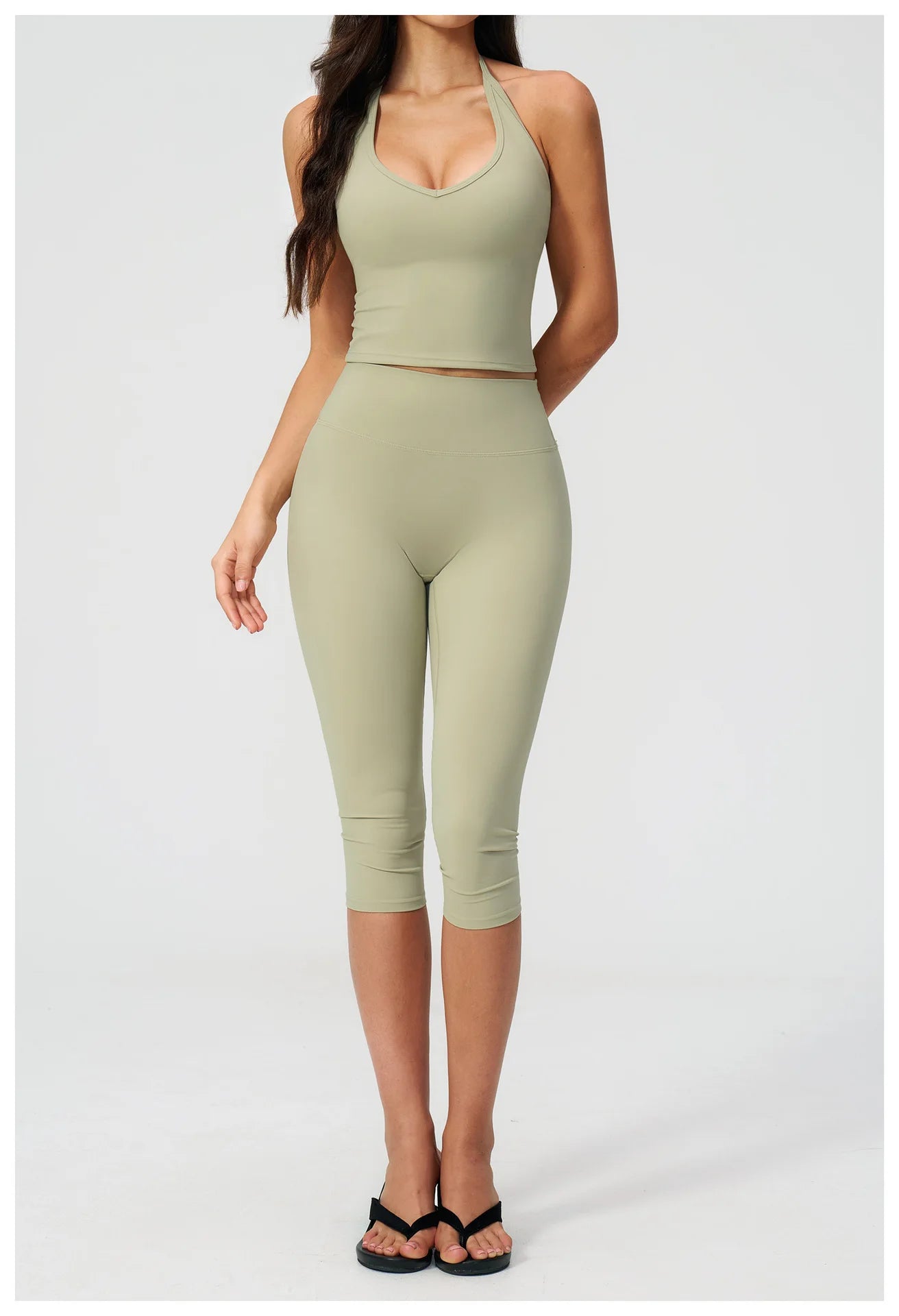 Sports Set Two Pieces Yoga Set Women's Sports Set Quick Drying Short Sleeve Fitness Set Gym Running Slim Capri Pants Sportswear