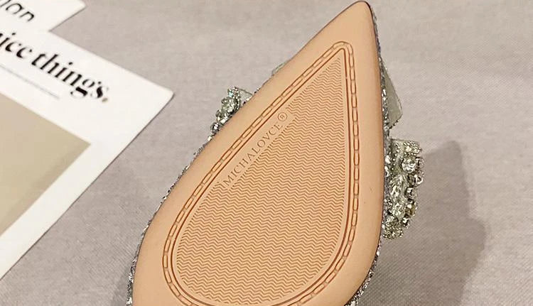 Women's Summer Footwear Stilito Rhinestone Shoes for Woman 2025 with Wedding Bride Genuine Mark Chic and Elegant A Comfortable E