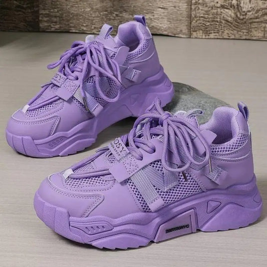 New Purple Sneakers Women Platform Casual Shoes Women Sneakers Breathable Comfortable Thick Sole Sneakers Women Designer Shoes