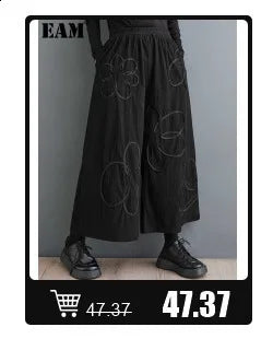 [EAM] High Elastic Waist Black Pleated Long Wide Leg Trousers New Loose Fit Pants Women Fashion Tide Spring Summer 2026 1U320