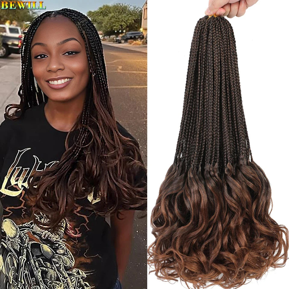 14 18 24 Inch French Curl Crochet Braids Boho Goddess French Curl Box Braids Crochet Hair Synthetic French Curly Braiding Hair