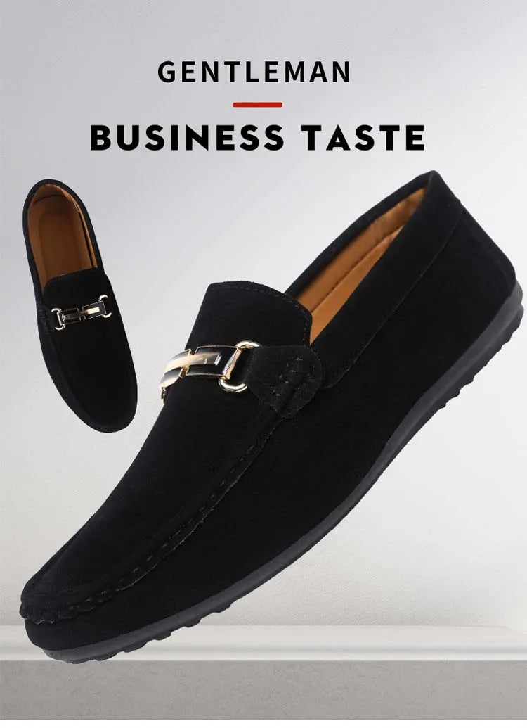 Spring and Summer Men's Shoes, Low-Cut Beanie Shoes, Versatile Casual Shoes, Breathable Leather Shoes, Black Work Shoes, Slip-Ons