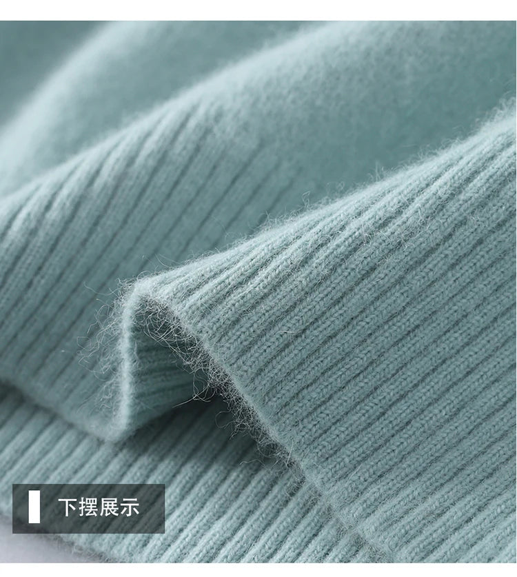 Men's 100% Mink Cashmere Sweater High Lapel Thick Knitted Pullover Casual Large Size Middle-Aged Sweater Autumn Winter New Tops