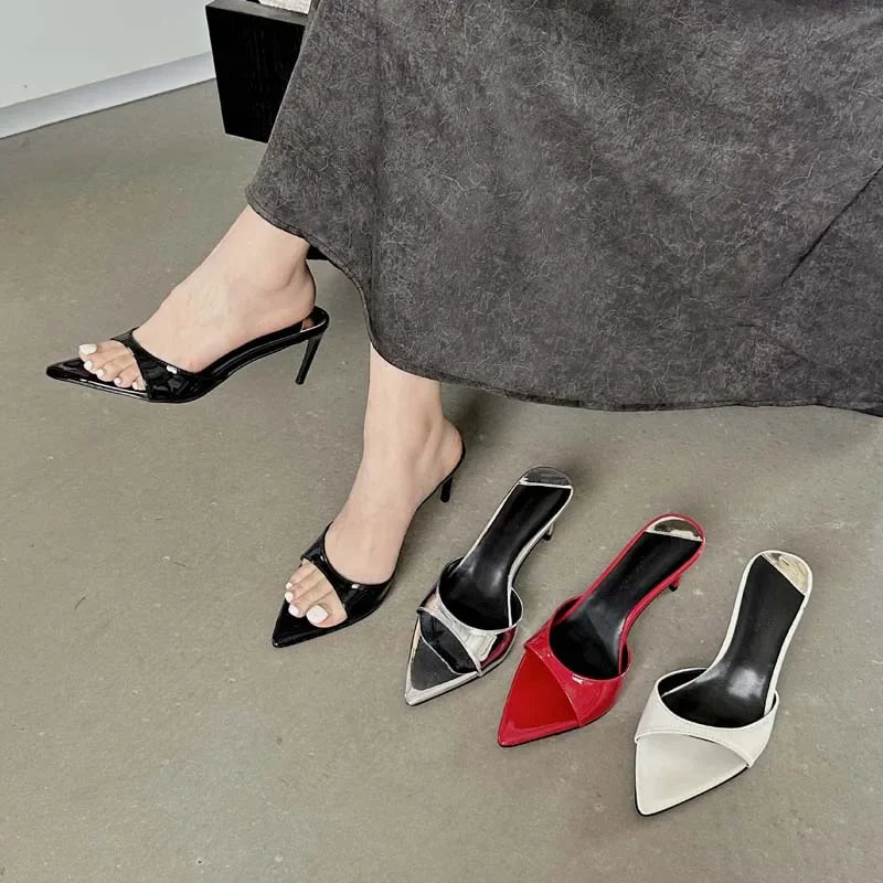 Eilyken New Arrived Pointed Toe Thin High Heels Slippers Women Strippers Sandals Sexy Mule Slides Summer Shoes