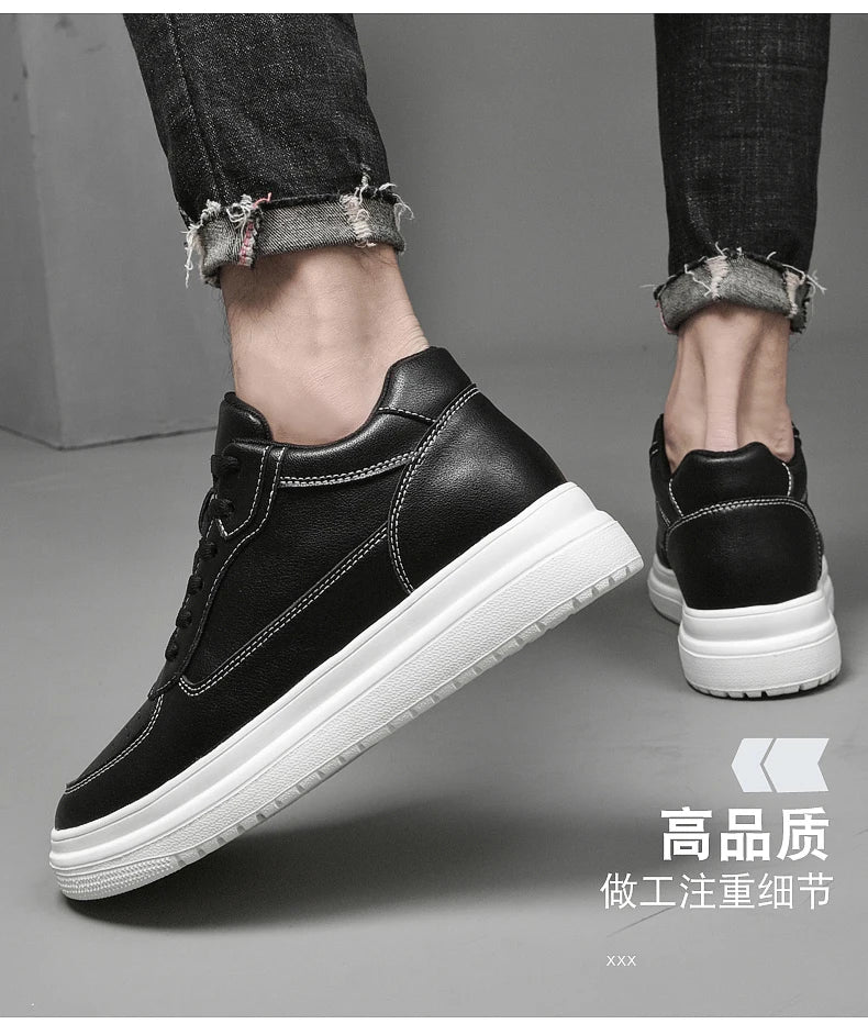 6 8 10cm Height Increasing Men Shoes High Quality Casual Leather Shoes Lace Up Platform Vulcanized Shoes Luxury Sneakers for Men