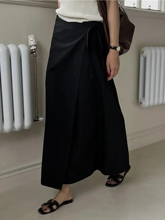 Women's Long Skirt Spring Cotton Line Korean Chic Straight Skirt for Women Solid Color Khaki High Waist A-line Skirt Women