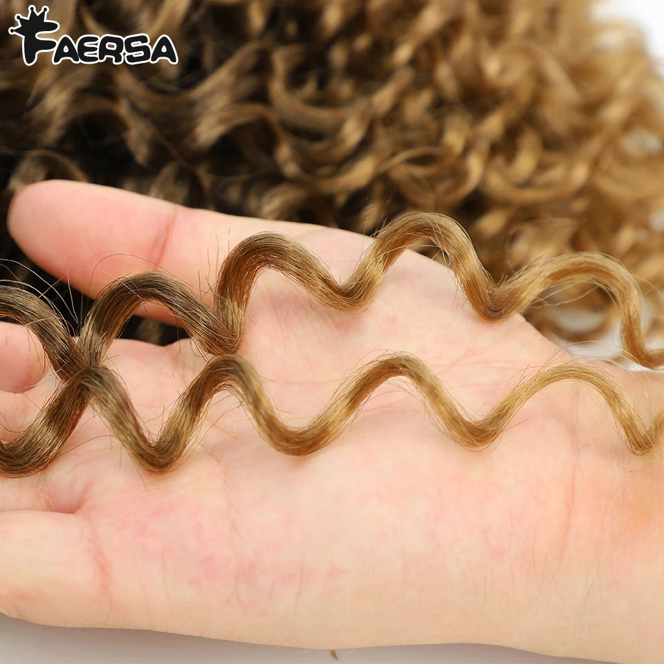 Wavy Strands Crochet Braid Hair14 18 &22inch Synthetic Ombre Wavy Curls Afro Curls Hair For Women Low Tempreture Deep Wave
