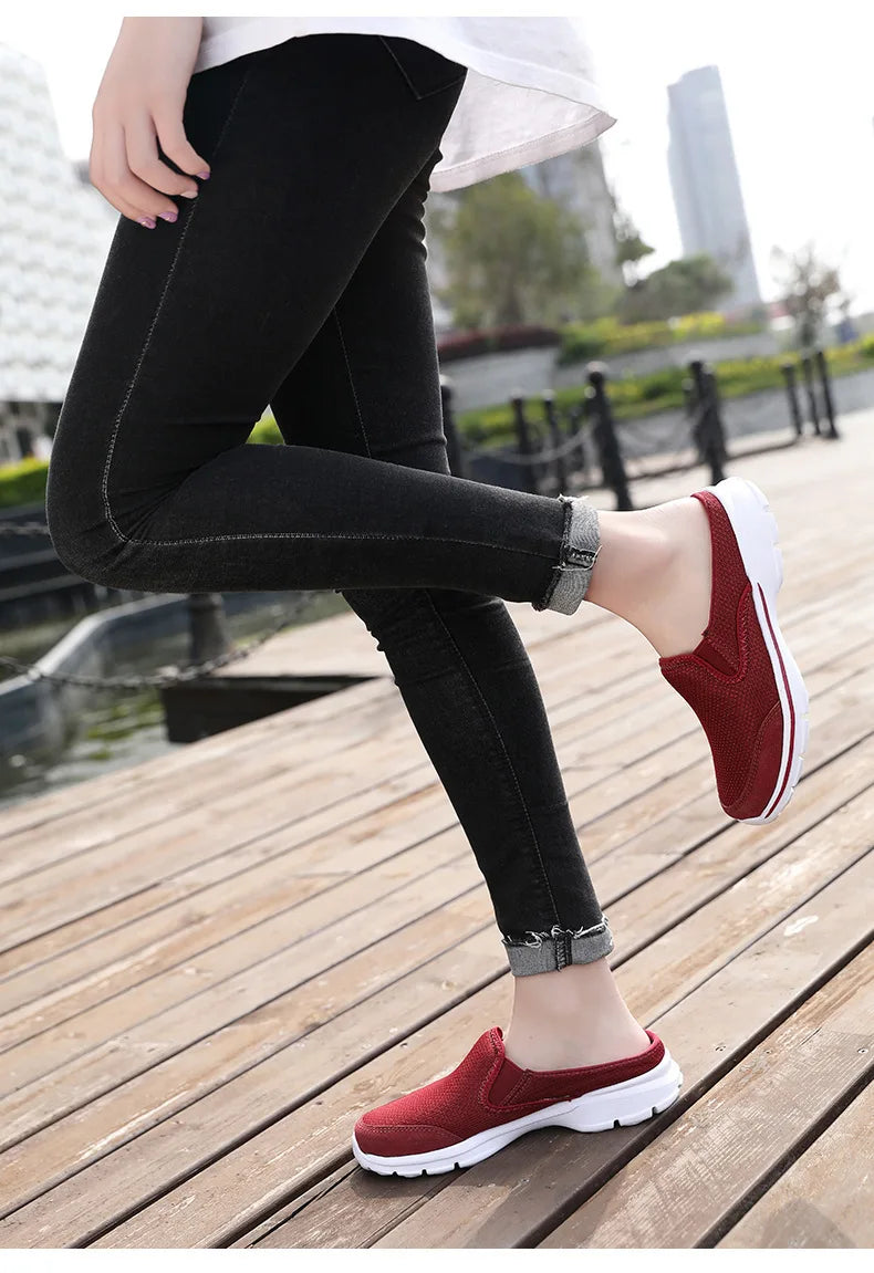 2023 Men Casual Mules Mesh Breathable Flat Slippers Summer Couple Shoes Large Size Loafers Fashion Shoes Men Street Slippers